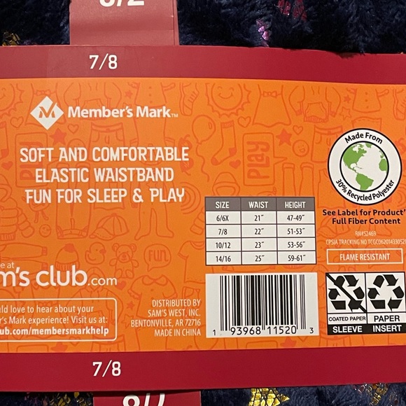 Member's Mark Girl's Favorite Plush & Soft Fleece Sleep Pant 2 Pack 7/8 Unicorn - Picture 6 of 6